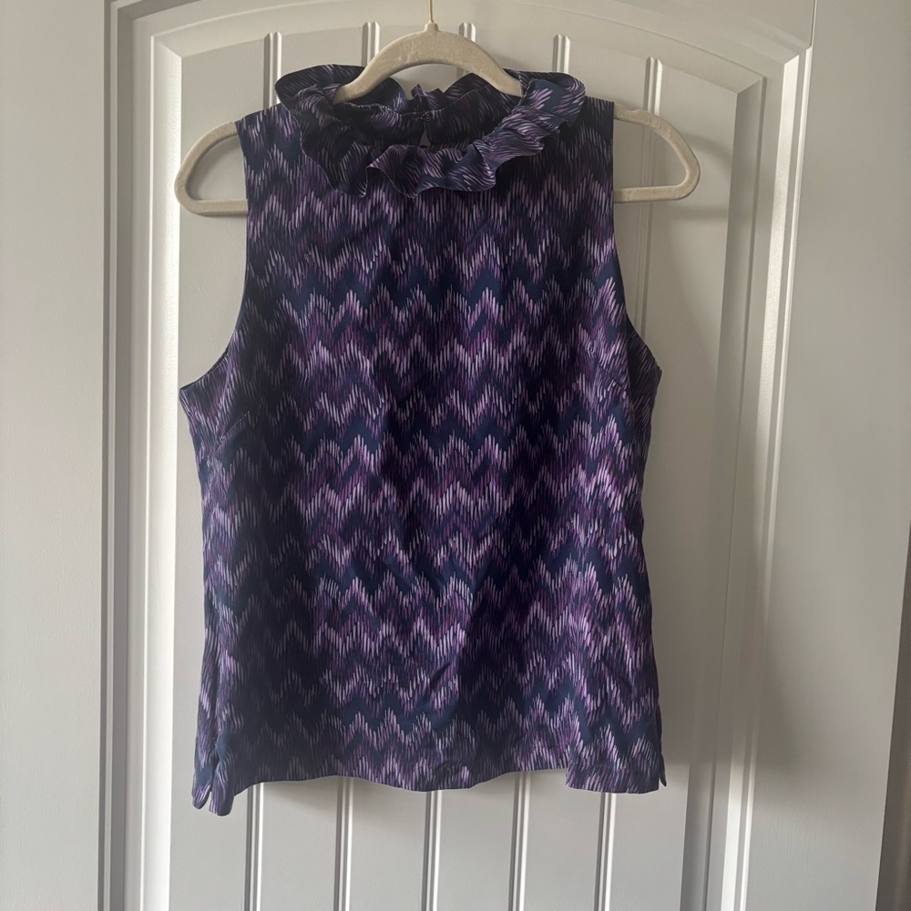Elizabeth McKay Purple Zigzag Sleeveless Blouse